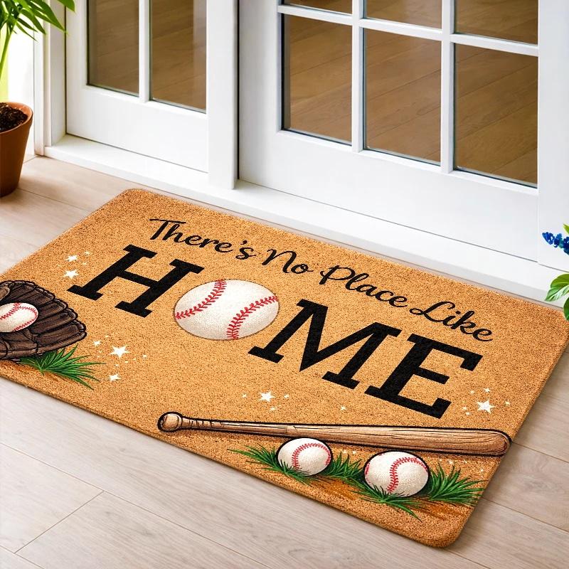 Baseball Theme Doormat Entrance Mat Sport Fan Decor Rug for Front Door Utility Indoor Outdoor Utility Mat 40x60cm