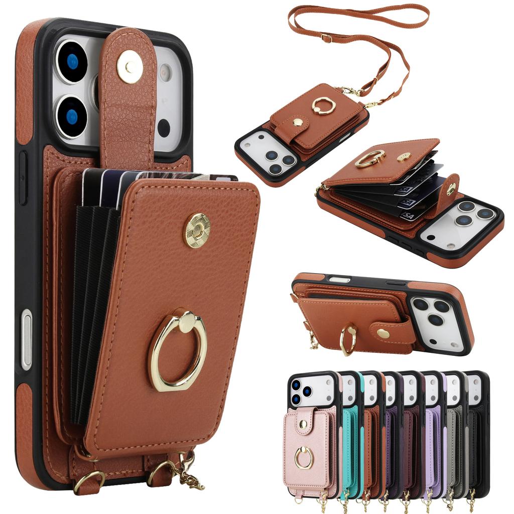 Crossbody 2 In 1 Magnetic Zipper Cards Solt Leather Wallet Case For iPhone 17 Pro Max 16 Plus 15 14 13 12 11 Long Lanyard Cover