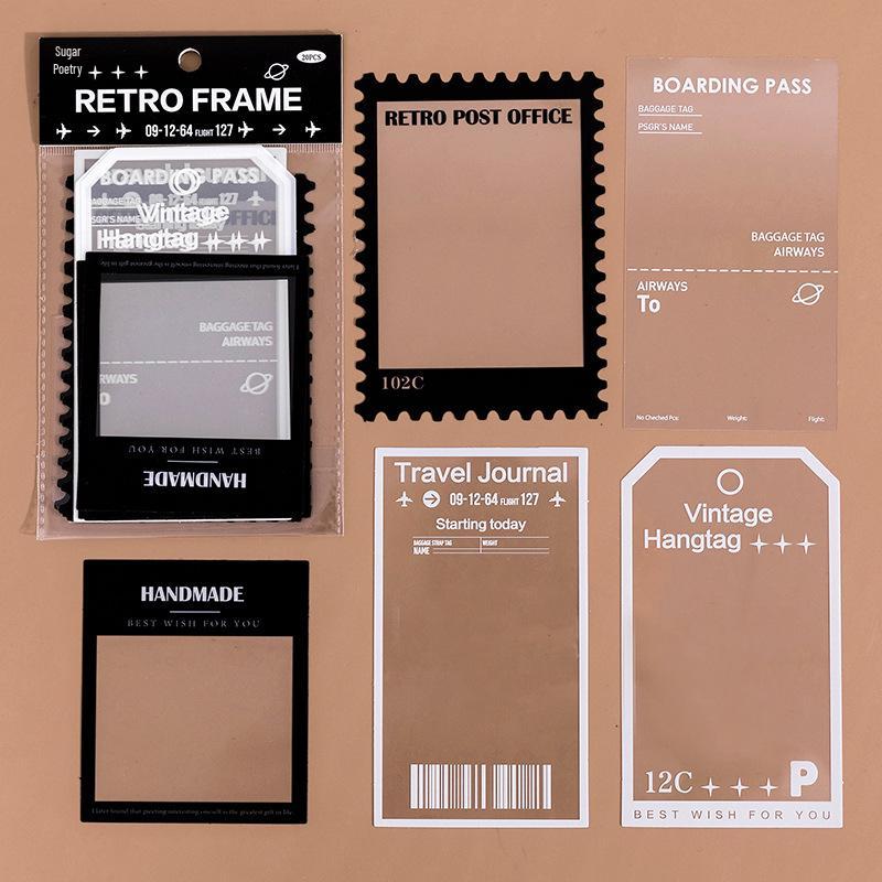 

Tangshi Retro Film Journal Sticker Pack: Museum Series PET Frame Background Stickers (6 Designs)