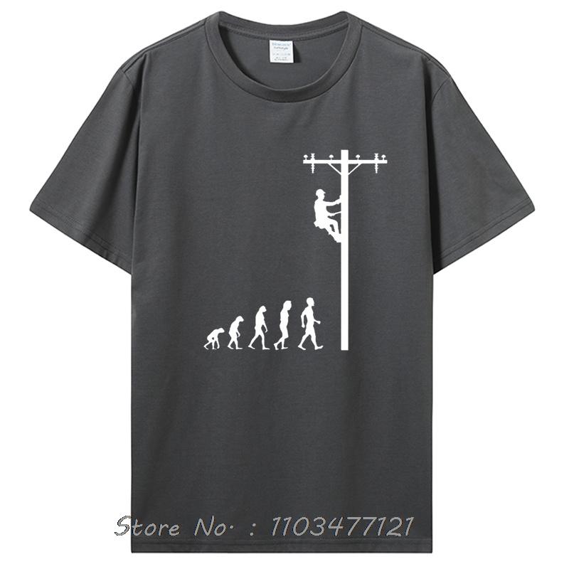 Evolution Of Lineman T-shirt Men Birthday Gift Electrician Men Dad Papa Father Husband Cotton T Shirt Clothing Oversized Tshirt