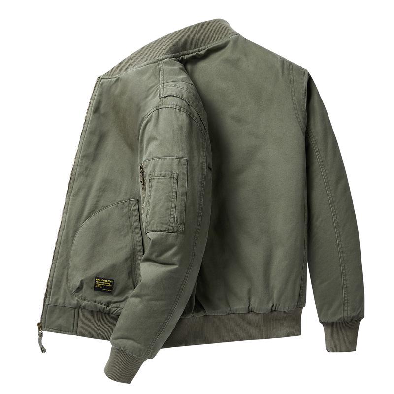 Men's Military-Style Cotton Padded Flight Jacket - Retro Casual Workwear for Autumn/Winter