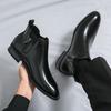 Fashion Fashion Brand Men's Autumn Comfortable Pointed Chelsea Leather Boots Retro Style Men's Side Zipper Breathable Casual Short Boots