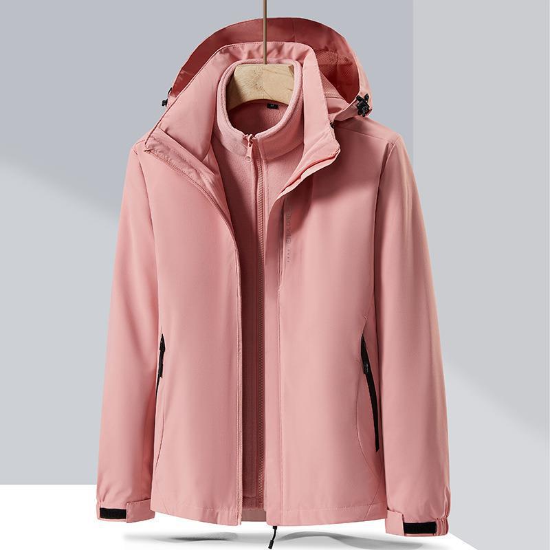 Men's and Women's Windproof 3-in-1 Detachable Jacket Set: Fleece-Lined, Waterproof, Breathable, Perfect for Mountaineering.
