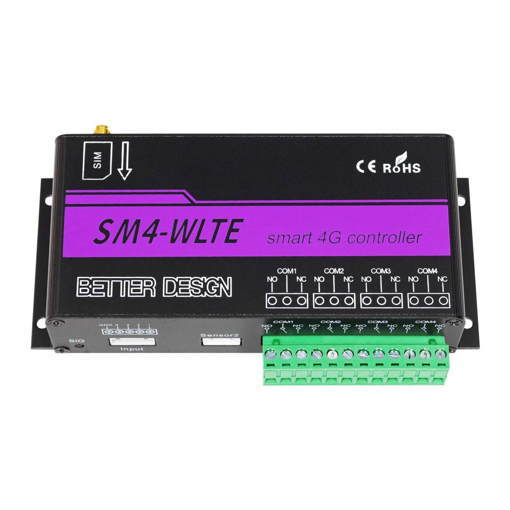 SM4 4-Channel 4G Motor Controller with Mobile Remote, Input Detection, Alarm & PT100 Thermocouple