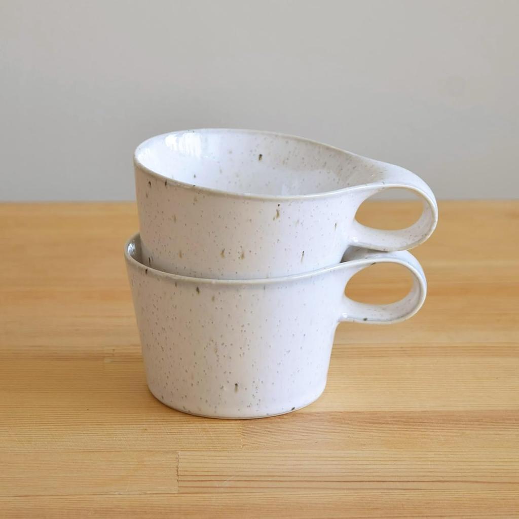 Cană suprapusă Mino Ware Miyama, economisitoare de spațiu, 150 ml, albă, potrivită pentru cuptorul cu microunde și mașina de spălat vase, fabricată în Japonia, aprox.. „Stamug” 81-065-231