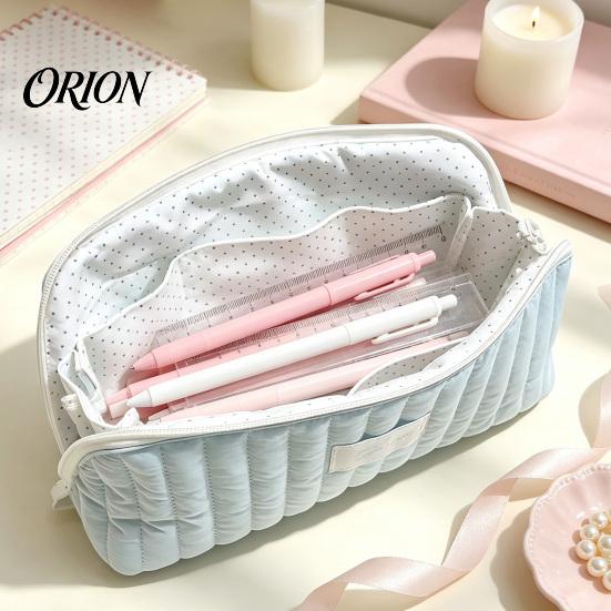 Portable Travel Makeup Bag Shell Shape Pencil Pouch with Multiple Compartments, Large Capacity Durable Desk Polyester Zipper Storage Pouch,