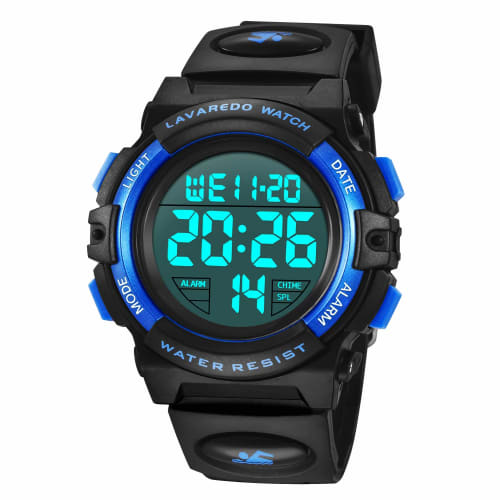 IN Shop Kids' Digital Sports Watch for Boys, Multi-Function Outdoor Watch with 50m Water Resistance, Alerts, Date/Day Display, Dual Time, LED Display,