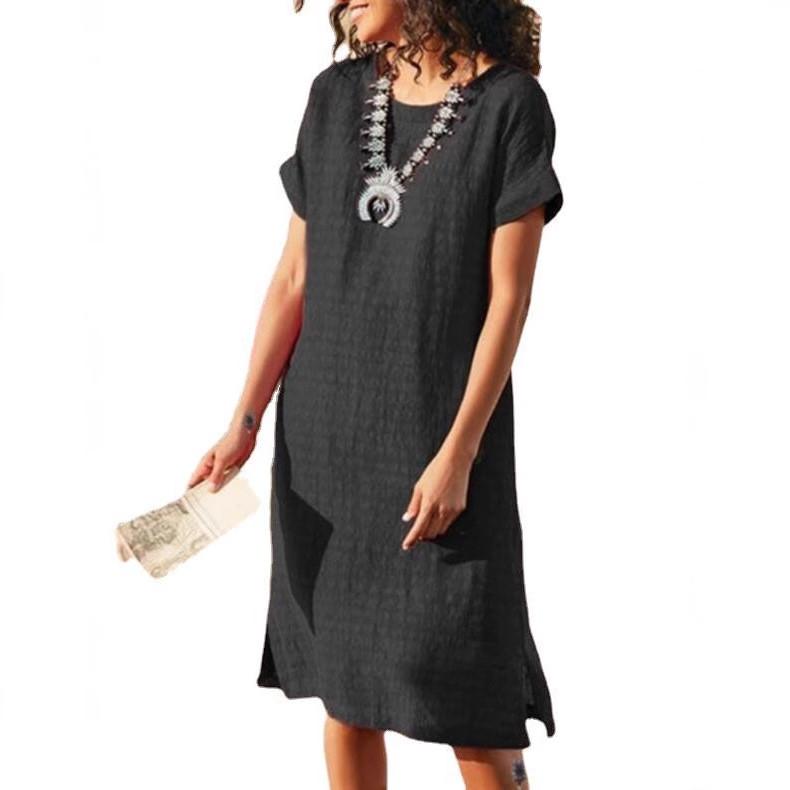 Casual Short Sleeve Dress With Spliced Polyester Fabric For Women Spring 2022