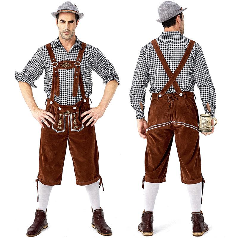 Tradicionāls Oktoberfest vīriešu rūtainais krekls un