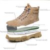 Suede Cowhide Labor Protection Shoes for Men Kevlar Steel Head Impact Resistant and Stab Resistant Breathable Safety Shoes
