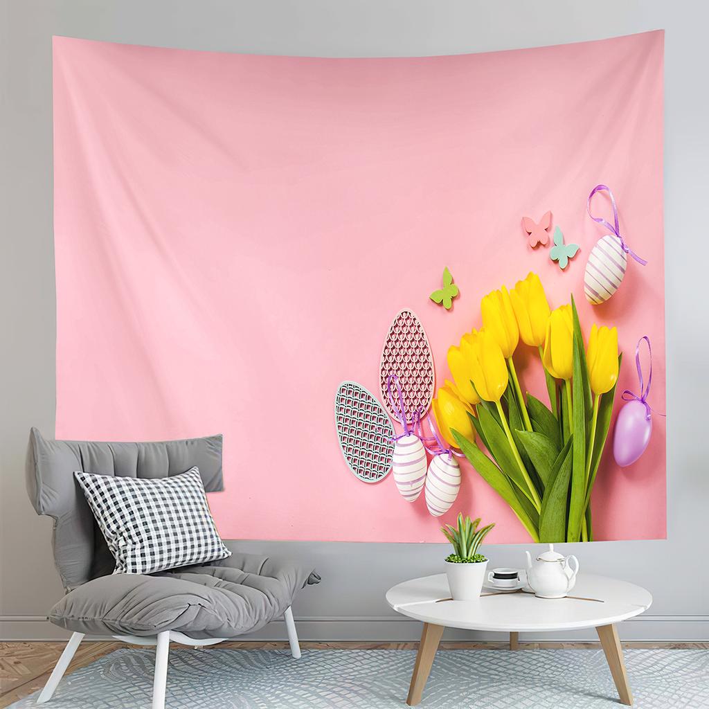 Nature Plant Tapestry Yellow Flowers Tapestry White Minimalist Tapestry Wall Hanging Tapestries Art Living Room Bedroom Dorm