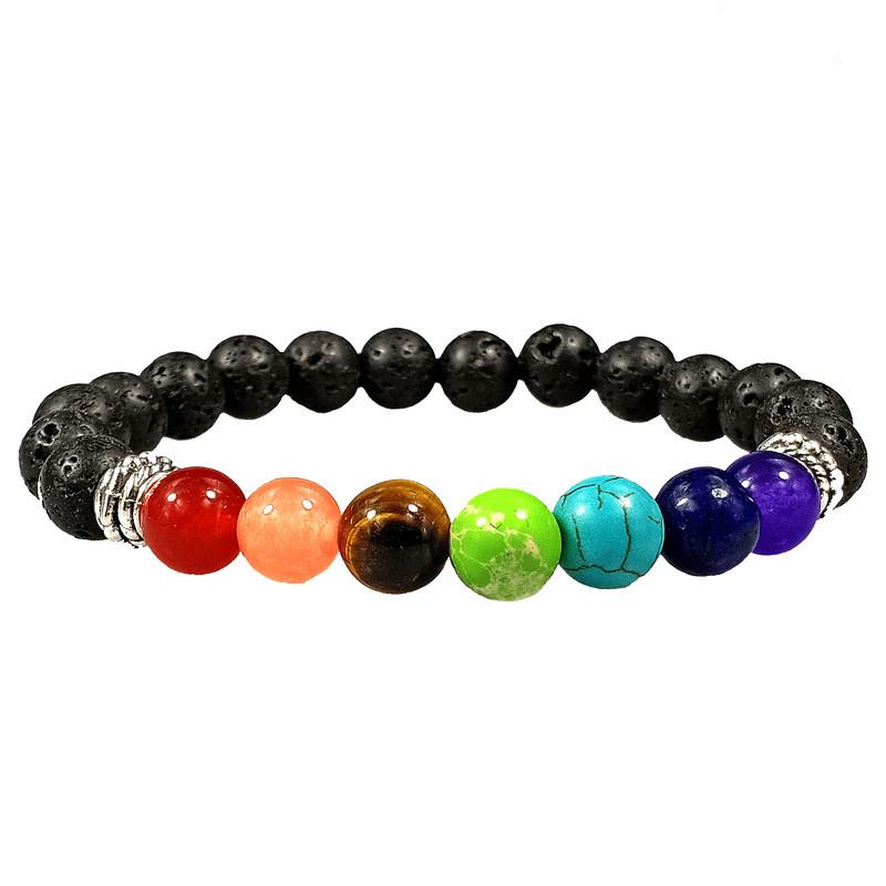 European  American Bestselling Volcanic Stone Rainbow Bracelets - Unisex Couples Set 8mm