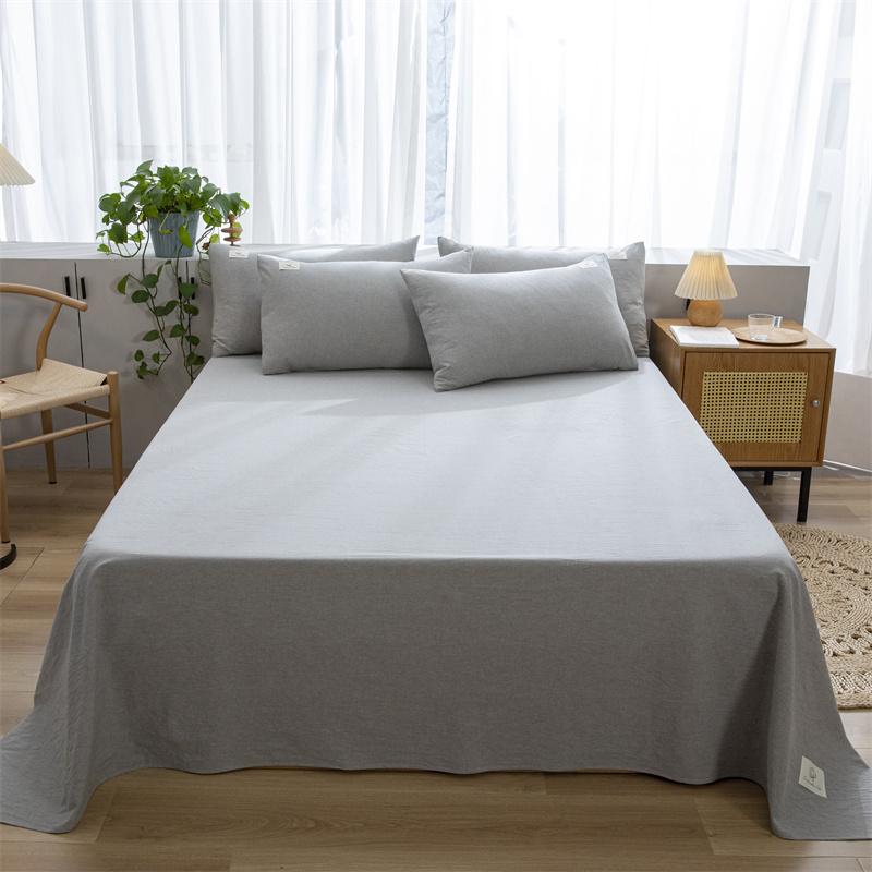 3Pcs 100% Cotton Simple Plaid Pattern Bed Sheet Set Skin-friendly Comfortable Geometric Printed Flat Sheet with Pillowcases