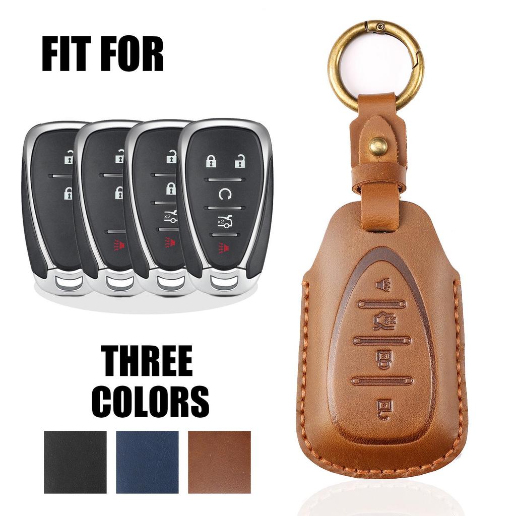 Genuine Leather Car Key Cover for Chevrolet Cruze, Malibu, Trax, Onix (21 Models)