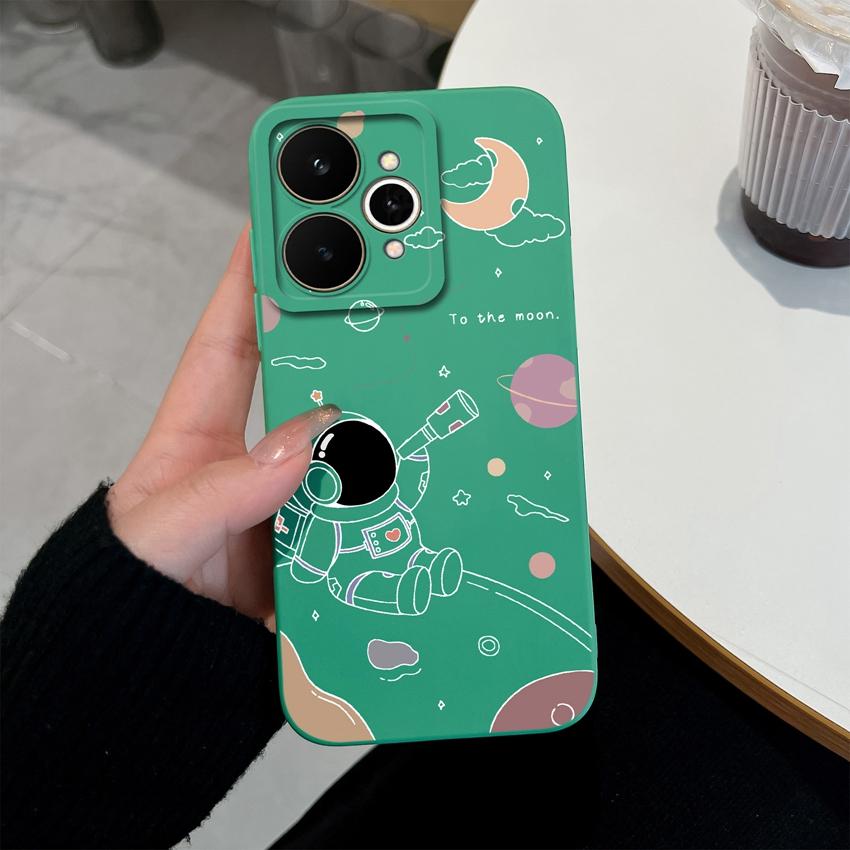 For Realme 15 C71 C73 C33 C35 Note 70 70T C21Y C25s 15T 15X Phone Covers Cute Moon Astronaut Patterns Liquid Silicone Dustproof Shell For Realme Cases