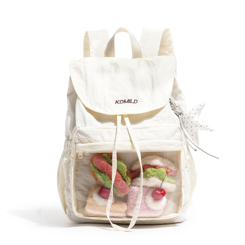 Schoolbag new Japanese contrasting color versatile backpack casual lightweight schoolbag transparent pain bag lightweight travel backpack