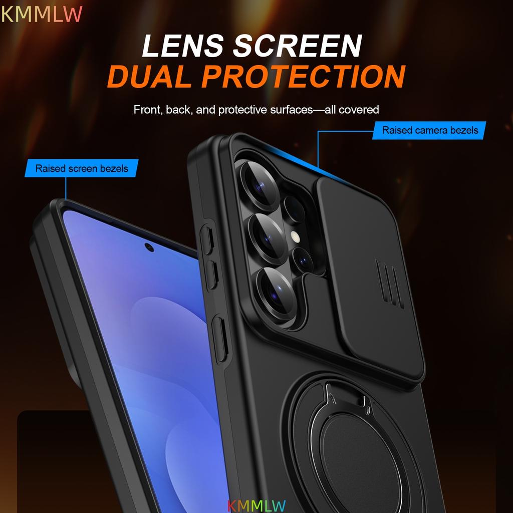 Shockproof For Magsafe Magnetic Case For Samsung Galaxy S26 Ultra S25 S24 Plus S23 Slide Camera Lens Ring Stand Protect Cover