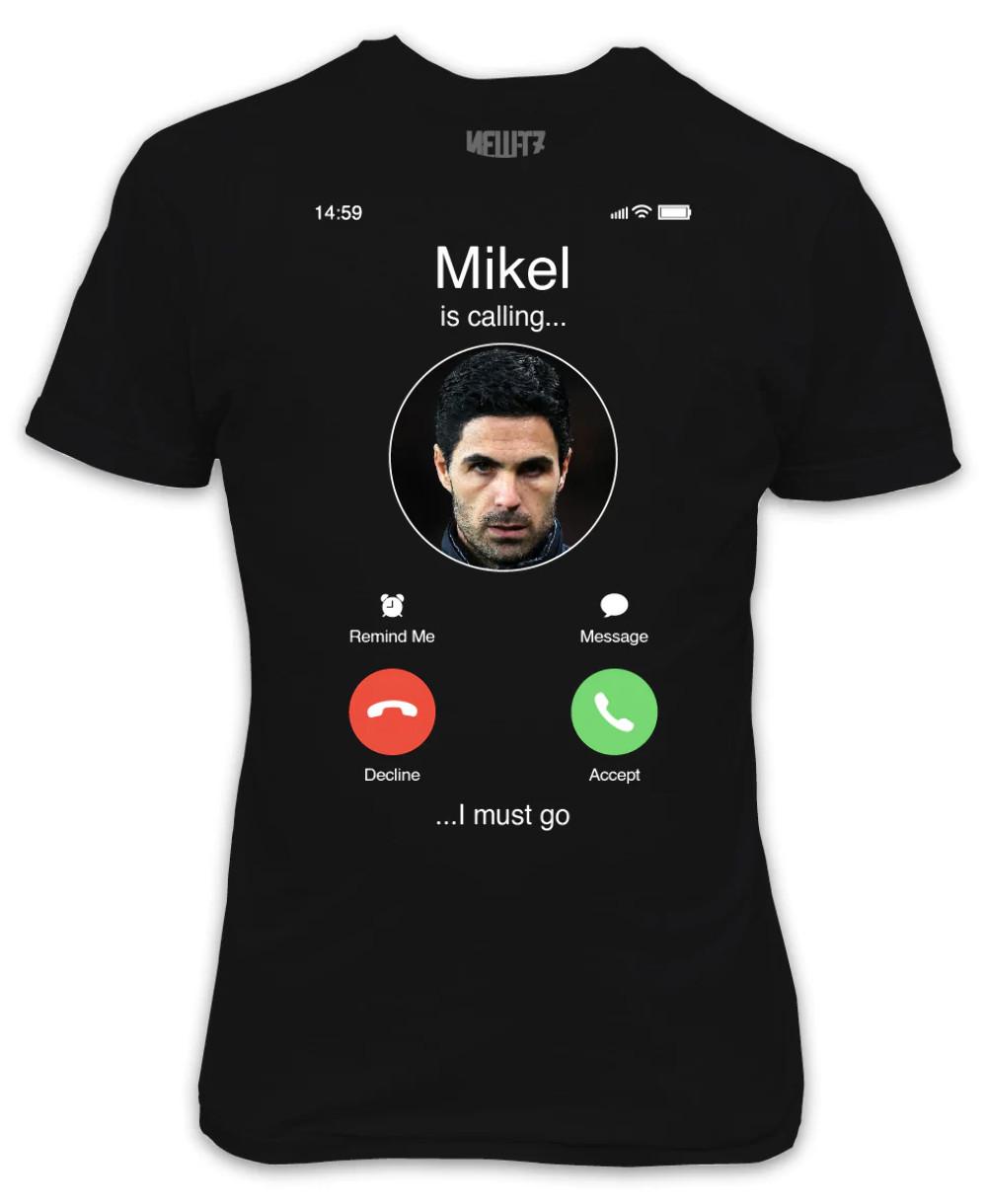 

Mikel Arteta is Calling I must go T-Shirt Arsenal Gunner s fan black top XL