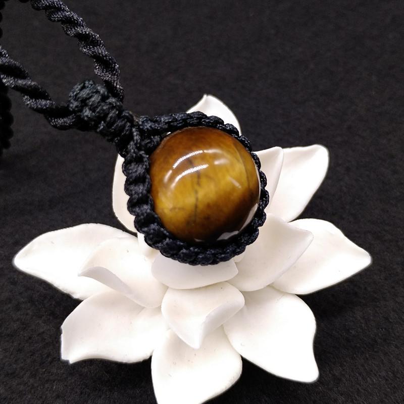 Ethnic Handwoven Adjustable Tiger s Eye Pendant Necklace Zhang s Jade