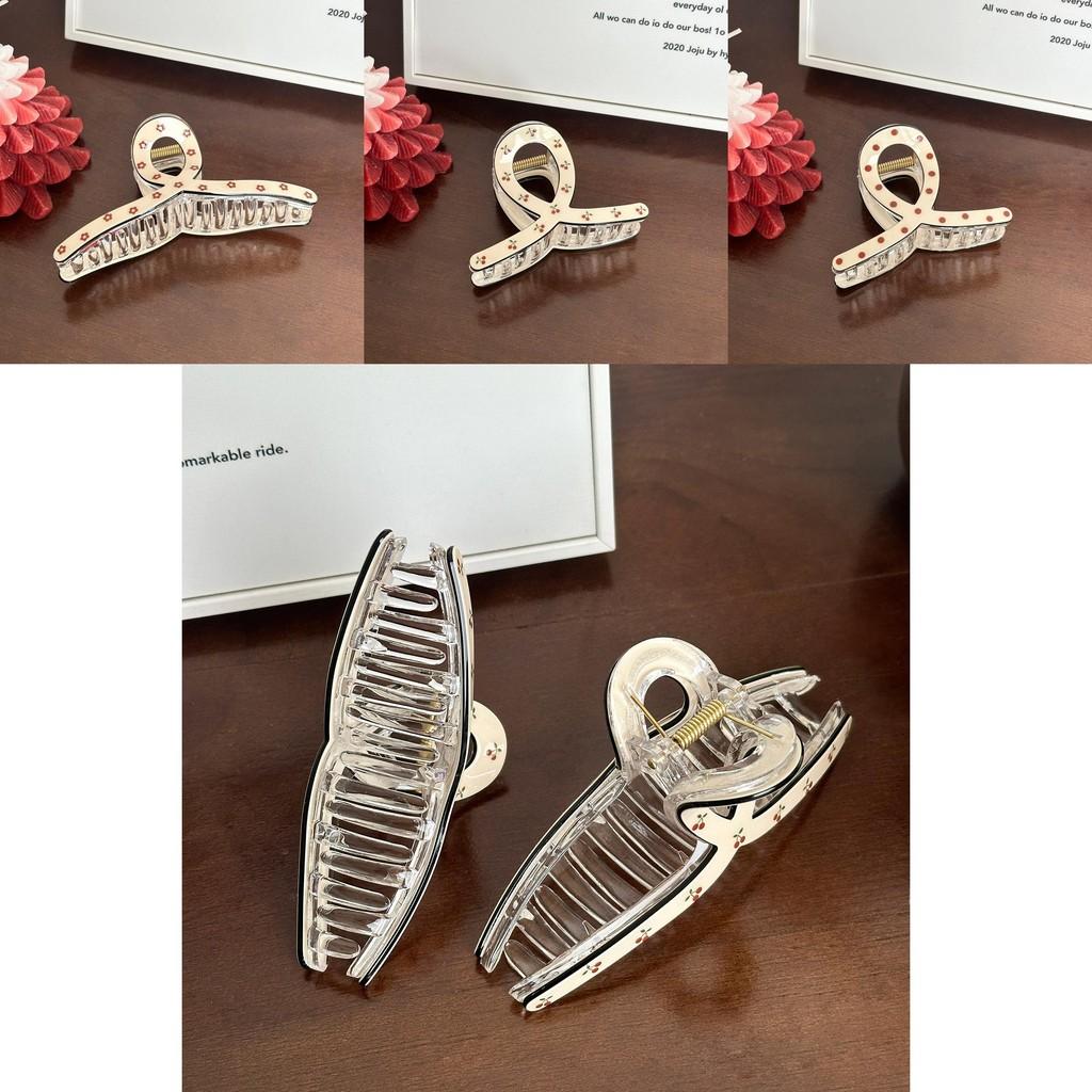 Elegant Large Hair Claw Clips With Adorable Strawberry And Floral Designs