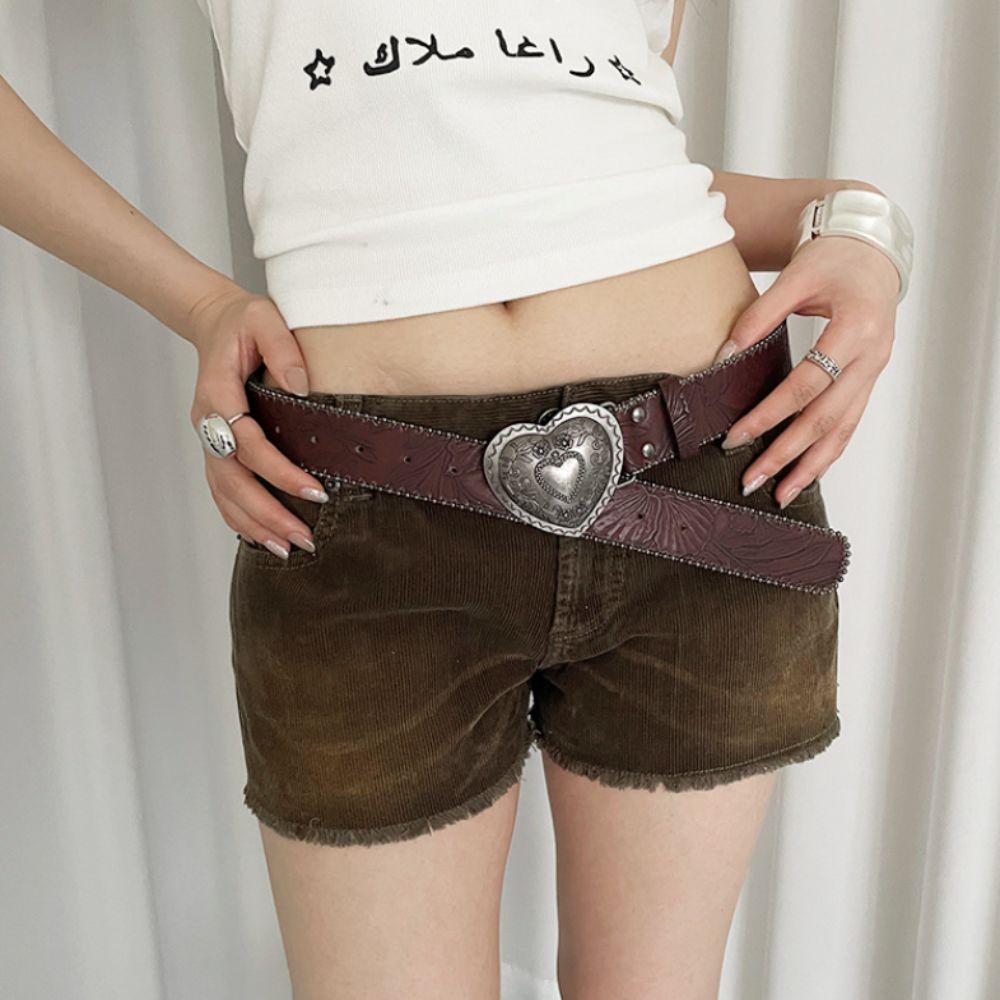 Retro Women's Belt Gothic Dress Jeans Belt Vintage Heart Waist Belt  Streetwear