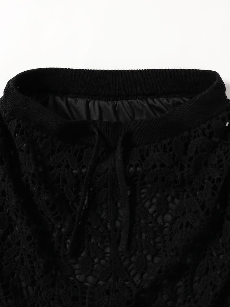 B:MING LIFE STORE by BEAMS Crochet-Style Lace Skirt (S-M) Women's Black M