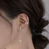 Fashion Simple Sliver Color Long Chain Tassel Ear Clip Earrings for Women Girls Without Piercing Ear Cuff Earrings Zircon Party
