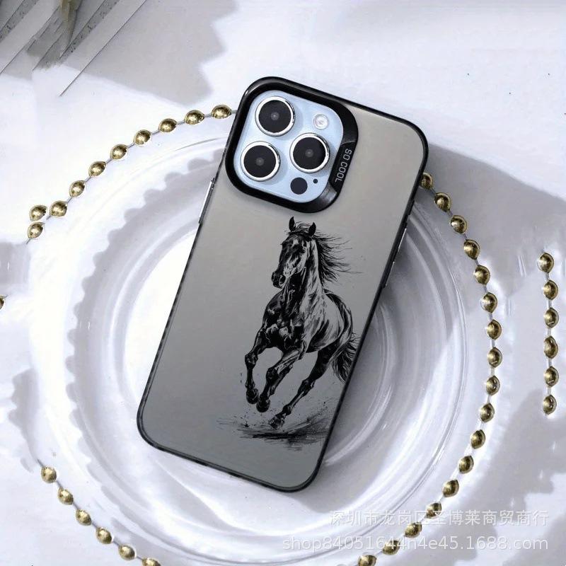 Running Horse Suitable for Apple 15 Color Silver iPhone14promax Creative 13/11 Frosted 16 Protective Case 17
