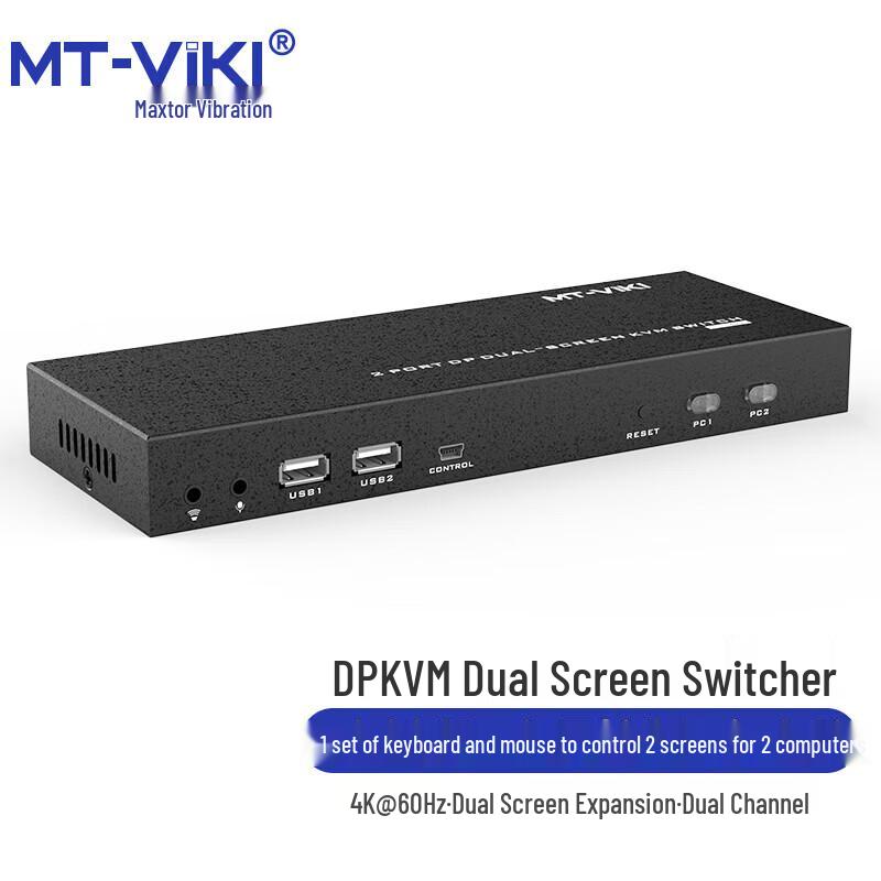 

MT-viki Двухмониторный KVM-переключатель с 2 портами DisplayPort 1.2 4K@60Hz
