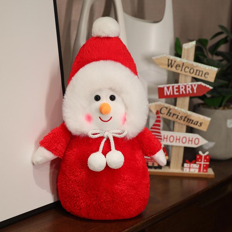 Kawaii 35CM Dress Up Snowman Plush Toy Lovely Christmas Snowman Plushie Doll Surprise Xmas Home Decoration Gift