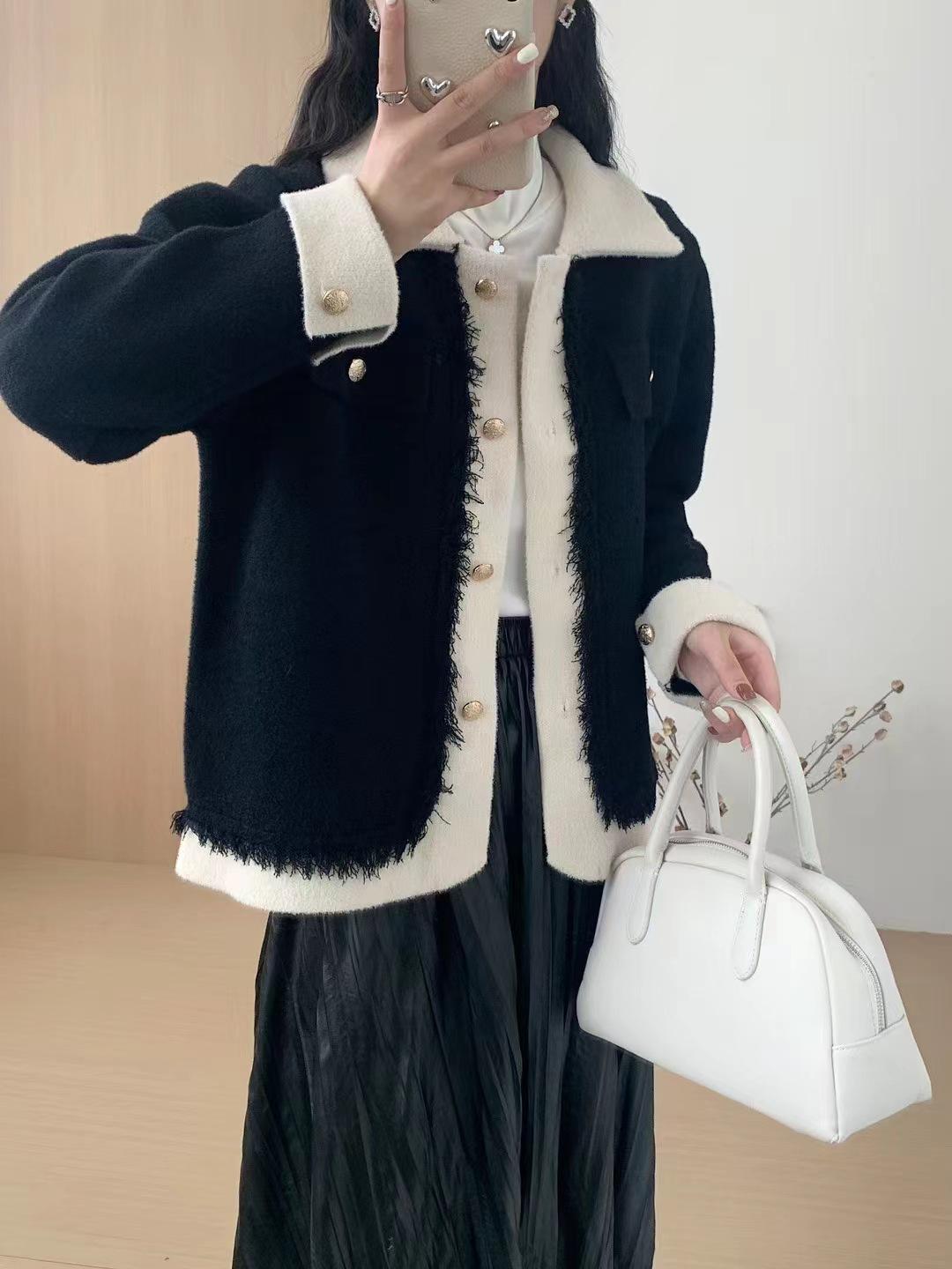 

Женская шуба из искусственного меха норки высокого класса с дизайном из бахромы M for 52.5-57.5 kg чёрный