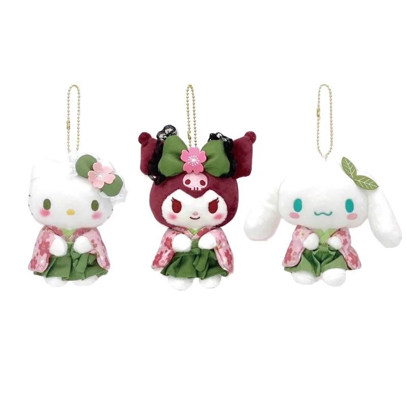 Sanrio Kimono Plush Toys Hellokitty Cinnamoroll Kuromi Pendant Bag Accessories Bag Car Pendant Keychain Valentine'S Day Gift Toy
