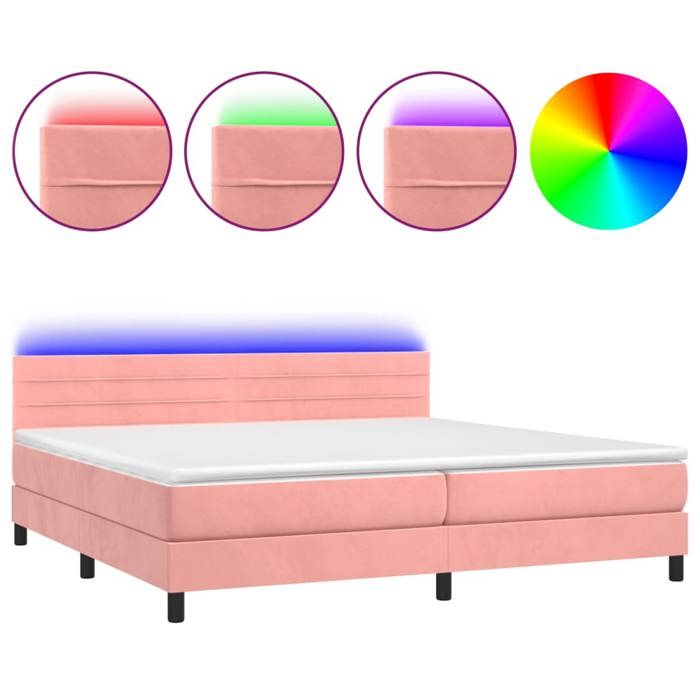 VidaXL Sommier à Lattes de Lit avec Matelas et LED, Lit Rembourré avec Tête de Lit, Lit Double, Lit Adulte de Chambre, 3134488