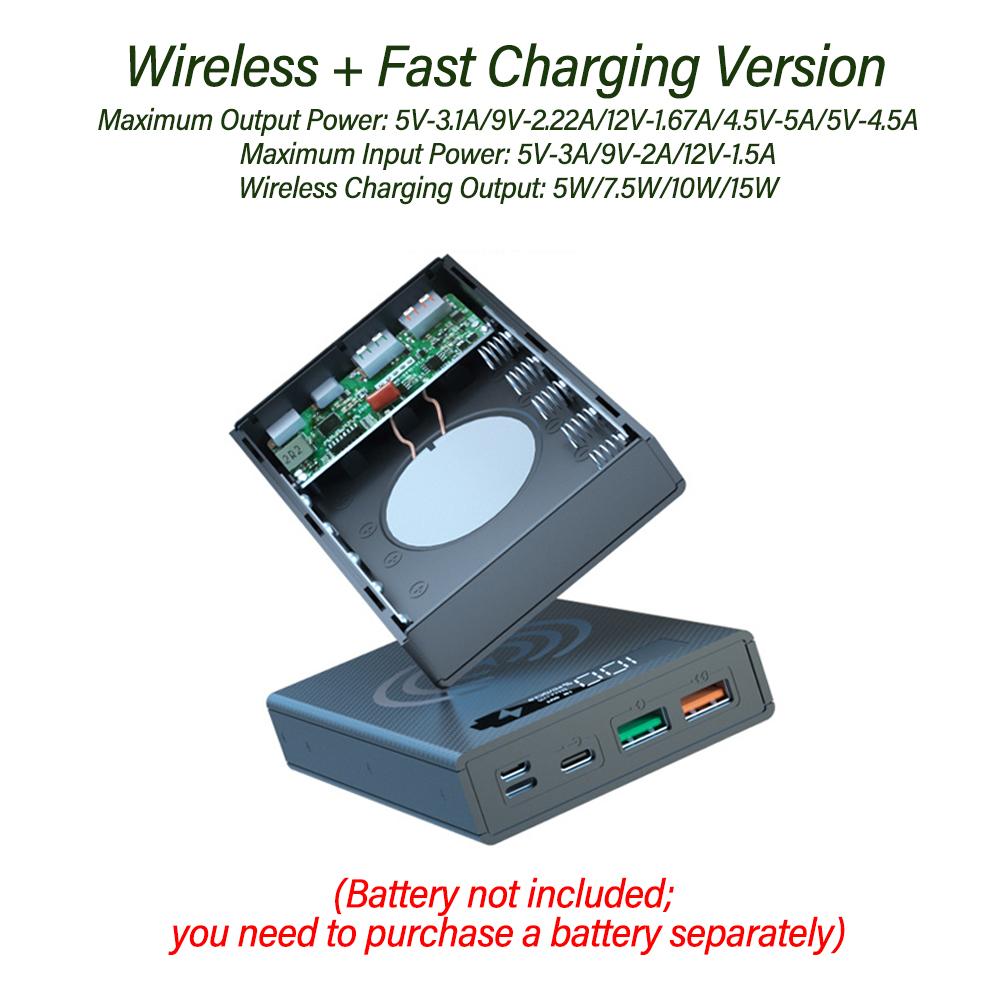 5 Cells 18650 DIY Power Bank Case Kit Detachable No Soldering Battery Box Mobile Power Shell Wireless Charging Without Battery