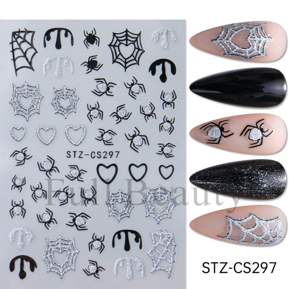 New Nail Art Stickers Halloween Cartoon Scar Pumpkin Bat Spider Web Adhesive Nail Sticker