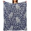 Winter Blue II - Owls and Gingko Leaves Throw Blanket Soft Plaid Shaggy Sofas Halloween Blankets