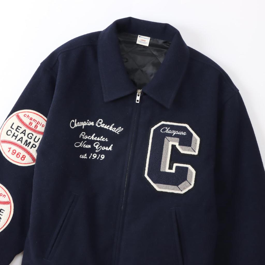 Champion Long Sleeve Graphic Logo Embroidered Award Men's Jacket, Navy, C3-C611
