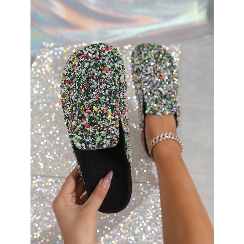 Baotou Brick Slippers, Women's Shoes, Sequins, Semi Slippers, Soft Soled Shoes, Casual Shoes, Non Slip Shoes, Sandals
