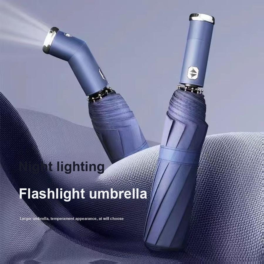 Novo Guarda-chuva com Lanterna LED Combo Guarda-chuva Dobrável Multifuncional com Luz Forte, à Prova de Vento e Protetor Solar - Fábrica