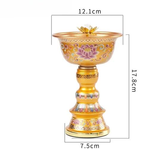 12.1x17.8cm Retro Nostalgic Zinc Alloy Butter Lamp for Home Offerings, Changming Lamp for Buddha Lamp Feng Shui  Buddhism