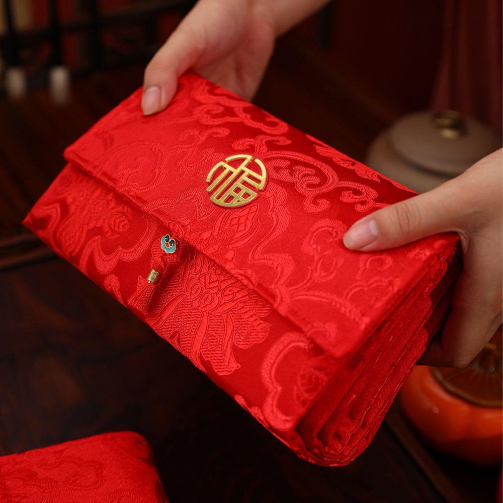 Chinese Style Folding Red Envelope Traditional Hongbao New Year Money Bag Bonus Blessing Wedding Money Envelope