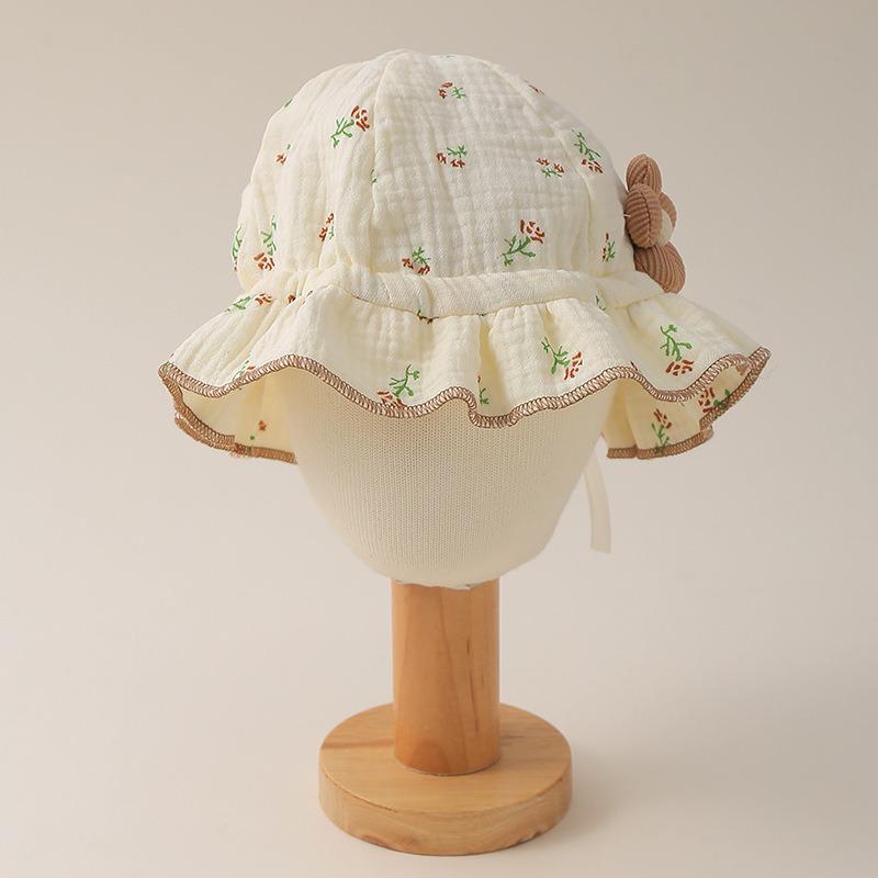 Sweet Spring & Autumn Flower Bucket Hat for Baby Girls