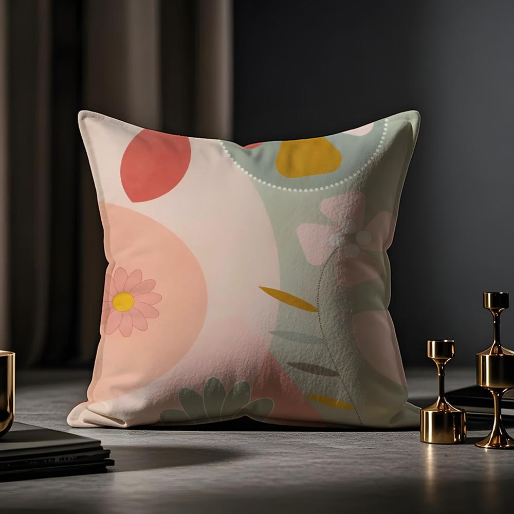 Morandi Geometric Abstraction Pillow Case Antidustmite Pillowcase Invisible Zipper Silky Short Plush Sofa Cushion Cover