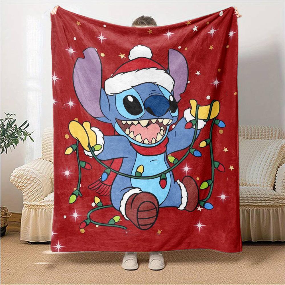 Christmas Stitch Lights Flannel Blanket Super Soft Warm Cozy Blanket For Sofa Bed Office Travel Allseason Home Decor Gift