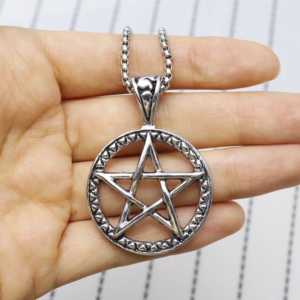 Trending Men's Alloy Hexagram Pentagram Pendant Sweater Chain - European American Style