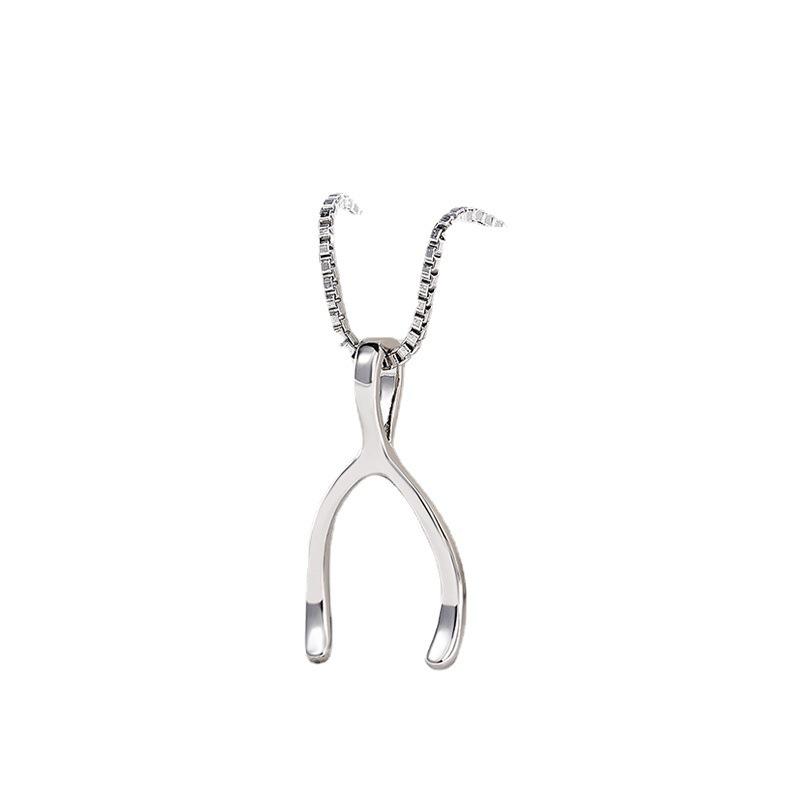 European-Style Simple Herringbone Necklace for Women: Fashionable and Versatile Wishbone Collarbone Chain Jewelry
