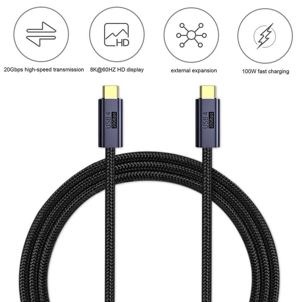 Aluminum Alloy + Nylon Braided Wire Charging Cable Type-c To C 100w 20gb Charging Video 8k Display Screen Projection Usb4.0 Full Function