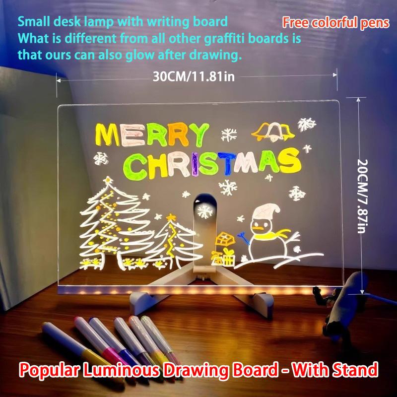 Drawing Board Light Up Acrylic Message Board Rewritable DIY Children's Glowing Drawing Board Message Lamp With 7 Colorful Pens