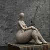 1pc, Sandstone Resin  Chubby Woman Statue  Handmade Sandstone Abstract Art Home Living Room Office Cabinet Tabletop Entryway Dec