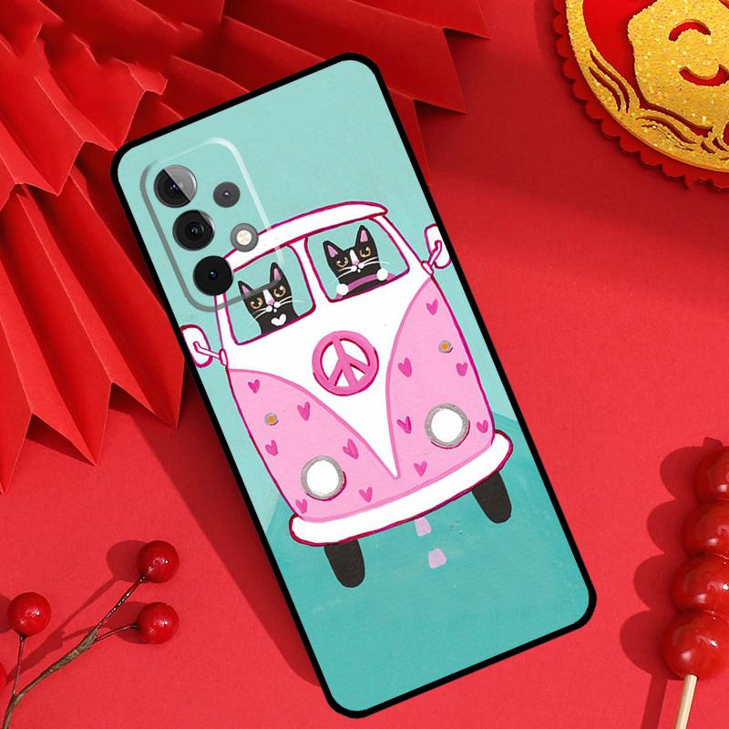 Hippy Peace Bus Cat Case For Samsung Galaxy M21 M31 M35 M12 M13 M14 M15 M06 M16 M36 M56 M53 M32 M52 M55 M34 M54